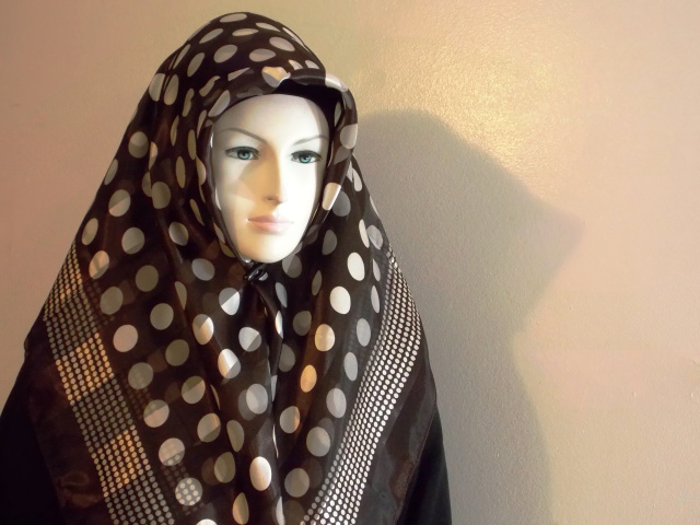 Chocolate polka dot Square Turkish Hijab 65